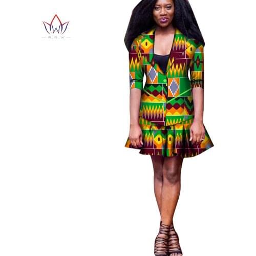 New Arrival African Sets For Women Dashiki Cotton Women Jacket and Mini Skirt Bazin Plus Size Africa Clothing WY6456