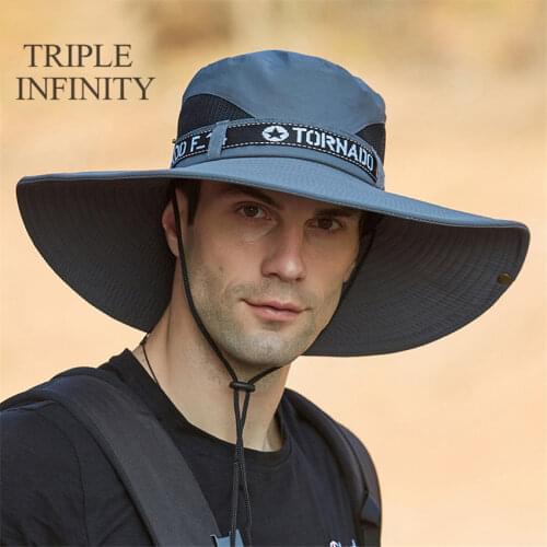 Summer Sun Hats For Men Outdoor Wide Brim Anti-UV Beach Fishing Caps Male Large Bucket Hat Hiking Camping Panama Hat Foldable