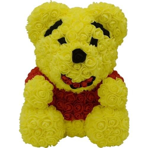 DropShipping 40cm 16Inches Rose Bear Artificial Foam Flower Handmad Teddy For Women Valentines Wedding Birthday Christmas Gift