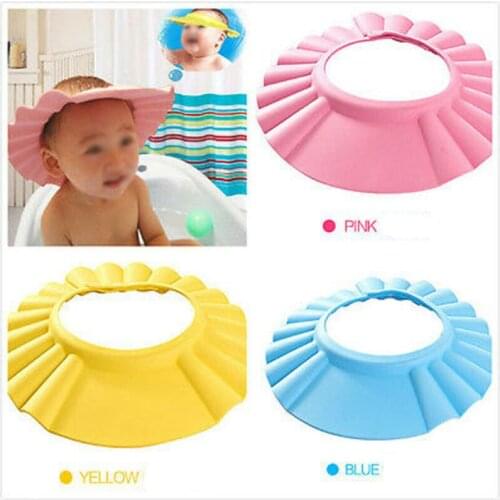 New Adjustable Safe Shampoo Baby Shower Cap Bathing Bath Protect Soft Shampoo Cap Hat For Baby Kids