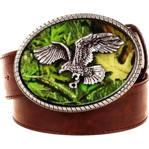 Personality belt Cool eagle belt metal buckle hawk deer elk mens leather belts punk rock belt jeans hip hop girdle