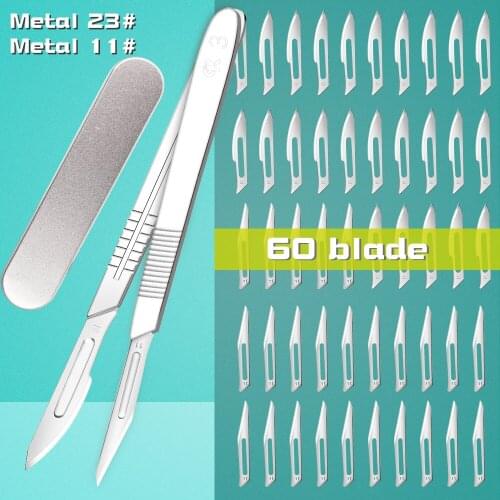 Carbon Steel Scalpel Knife Blades 11#23# Non-Slip Metal Handle DIY Craft Engraving PCB Repair Hand Tools Animal Surgical Cut