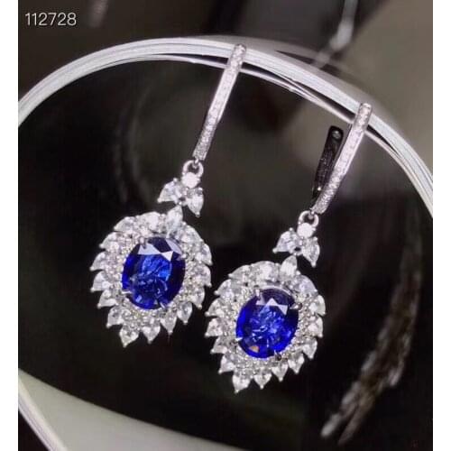 The best gift for engagement Sapphire Earring Natural And Real 925 sterling silver Sapphire Earring