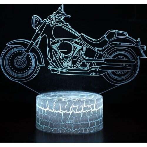 Motorcycle Series 3D Colorful Night Light Remote Control Creative Plug-In Led Gift Table Lam LED91