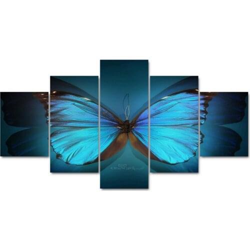 Modern Canvas Painting HD Printed Wall Art Poster 5 Panels Butterfly Unframed Modular Pictures Home Decoration Living Room