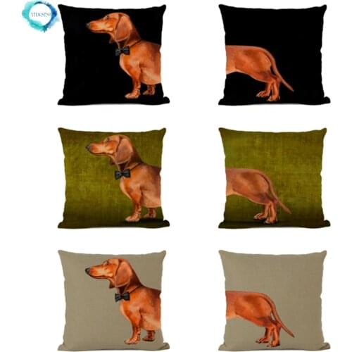 Dachshund Dog Painted Square Cotton Linen Pillow Case Bulldog Cushion Cover Home Sofa Pillow Case Cojines almofadas decorativas