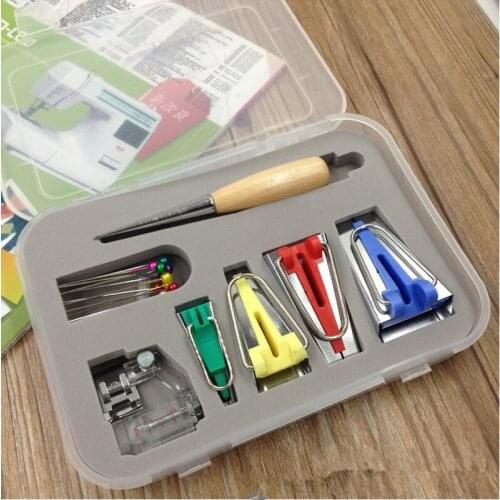 Fabric Clover Bias Tape Makers Binder Binding Snap on Foot Awl Pin for Patchwork Sewing Accessories Quilt Craft Machine Tools