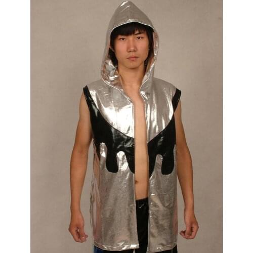 Unisex Spandex Combat jujitsu Zentai Costume Metallic Wrestling Silver Vest