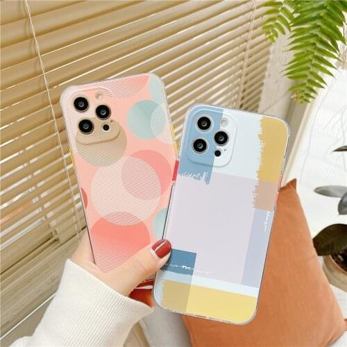 FORSISTVR Camera Protection Phone Case for IPhone 12 11 Pro Max X XS Max XR 7 Puls 7 8 Puls Art Retro Abstract Geometry Cover
