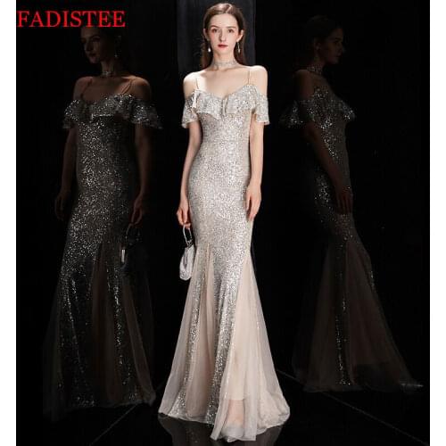 New Style Sequin Mermaid Formal Evening Party Gowns Vestido De Festa Robes De cocktail Robe De Soiree فساتين السهرة