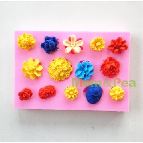 Mom&Pea 0579 Free Shipping Flowers Shaped Silicone Mold Cake Decoration Fondant Cake 3D Mold