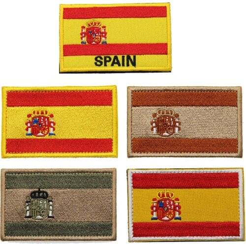 Spain Flag 3D Embroidered Patch for Clothing Hats Armband Military Moral Badge Hook And Loop Backpack Sports Label Stickers
