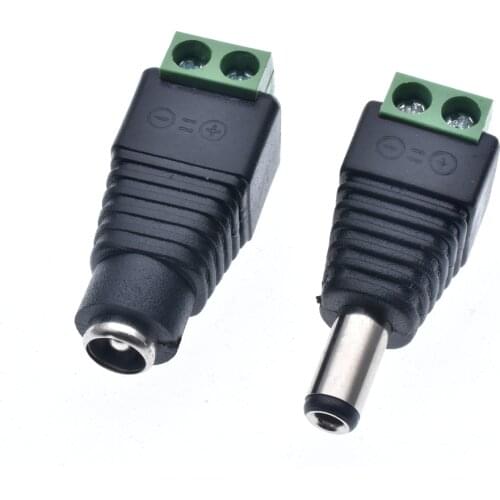 5.5mm x 2.1mm 2.5mm Female Male DC Connector Power Plug Adapter 5050 3528 5060 Single Color LED Strip and CCTV Tuning Fork