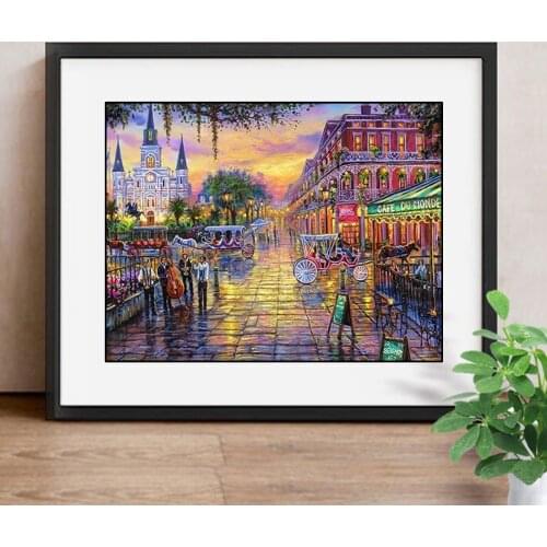 DIY Diamond Painting Cartoon Street Artist Full Round Drill Diamond Embroidery Cross Stitch Mosaic Garden Decoration