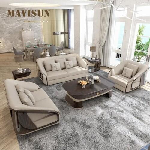 Large Villa Minimalist Sofa Set Leather Sofa Single Love-Seat 3 Seat Lounge Couch Italian Living Room Upholstered Armchair