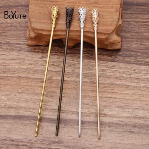 BoYuTe (20 Pieces/Lot) Filigree Flower Bead Caps Welding 120*2.5MM Hair Stick Diy Hand Made Jewelry Accessories
