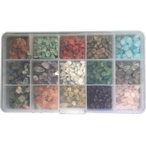 15 Kinds Of Color Various Gemstone Beads Irregular Shape Natural Chip Set, Suitable For DIY Craft Bracelet Necklace