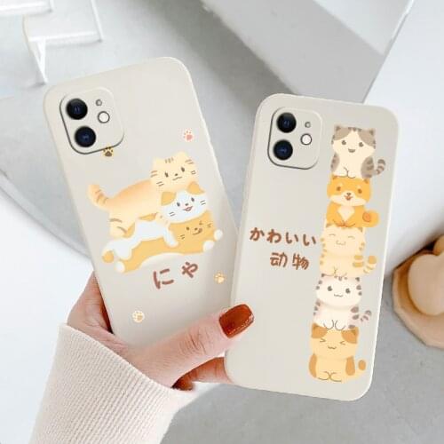 Many Cats Phone Case For iPhone 12 Pro Max 11 X XS XR XSMAX SE2020 8 8Plus 7 7Plus 6 6S Plus Liquid Silicone Cover