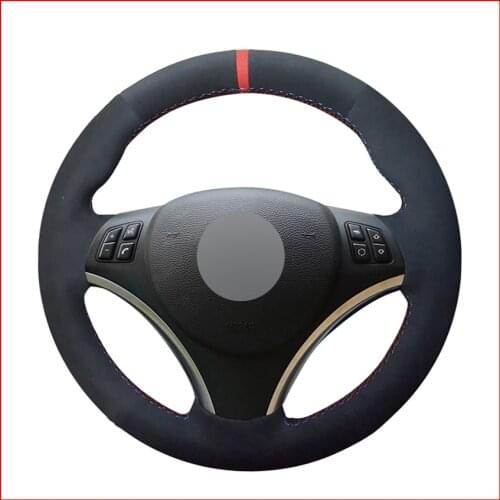 Black Suede Hand Sew Comfortable Soft Steering Wheel Cover for BMW E90 E91 E92 E93 E87 E81 E82 E88 X1 E84 Accessories