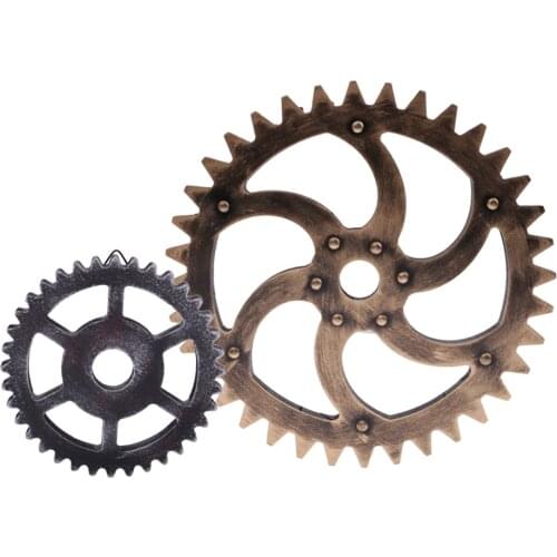 2X Wood Steampunk Gear Wheel Home Bar Shop Wall Art Hanging Decor 29cm 12cm