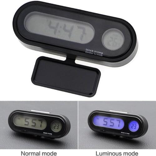 Electronic Clock Thermometer Car Automotive Blue Backlight With Clip Portable 2 in 1 Car Digital LCD Clock & Temperature Display