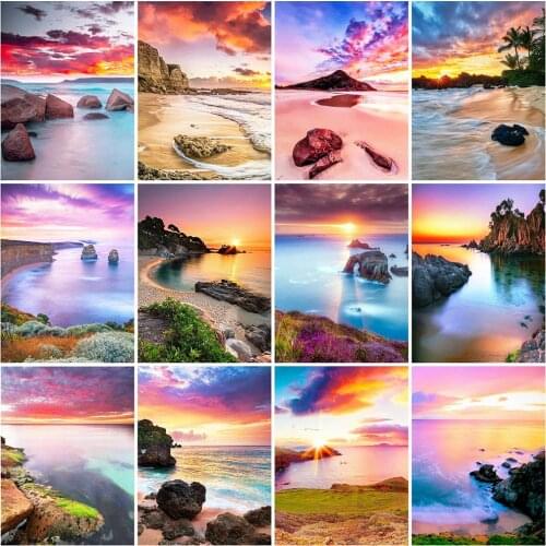 Evershine Diamond Painting Sunset Cross Stitch Kits Diamond Mosaic Seaside Embroidery Scenery Sale Rhinestones Picture Crafts