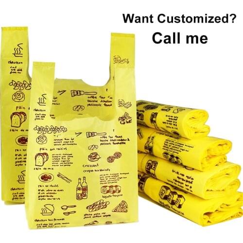 Dessert Packing Bag Super Market Shopping Bag Fruit Design Cake Gifts Bag Plastic Organizer Shopping Bag Can Be Customized Logo