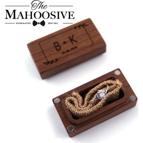 Custom Ring Bearer Box Personalized Wedding Ring Box Wooden Ring Holder Box Rustic Wedding Cases & Displays Wood