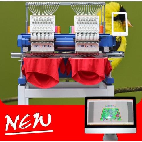 China 10 years service ! New condition two head 15 needle computerized embroidery machine similar happy embroidery machine