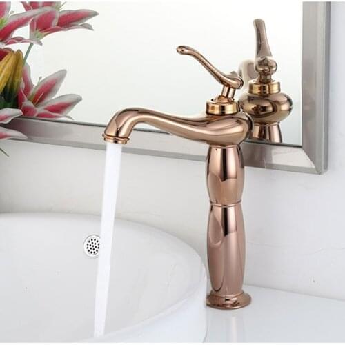 Basin faucet brass bathroom faucet single handle torneiras para pia de banheiro Rose Gold sink Wash faucet 12103HM