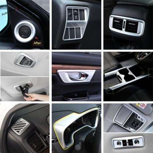 Matte Interior Refit Kit Head Lamp / Air AC Panel / Pillar A Speaker / Dashboard Frame Cover Trim For Honda CR-V CRV 2017 - 2020