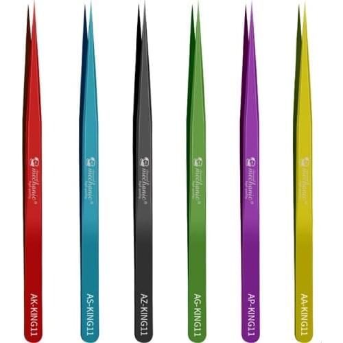 MECHANIC Bent/Sharp Point Tweezers Ultra Fine High Tenacity Durable Tweezers for SMD PCB BGA Motherboard Micro Repair Forceps