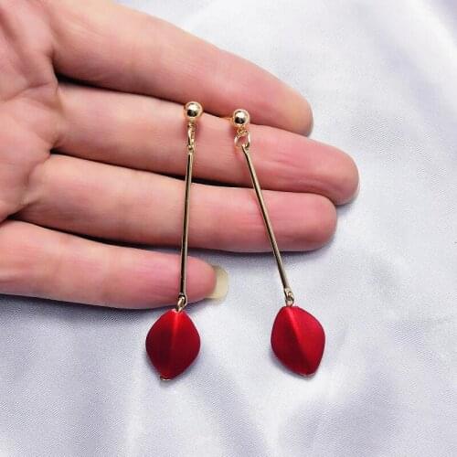 Trendy Long Geometric Drop Earrings Women Jewelry Korean Delicate Acrylic Earrings 5Color Fashion Statement Dangle Earring Gifts