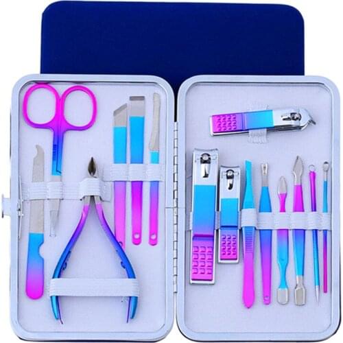 15 pcs Manicure Nail Clipper Set Household Stainless Steel Ear Spoon Nail Clippers Manicure Tool Nail care Pedicure Nail Scissor