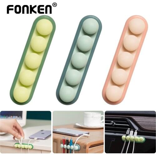 FONKEN New USB Cable Organizer Pea Data Cable Clips Desktop Tidy Manager Charge Cable Holder Clip Mouse Keyboard Cable Winder