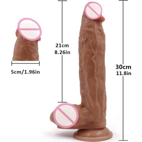 12inch Huge Dildo Giant Realistic Dildos Double-layer Silicone Penis With Suction Cup Female Masturbator Big Dick Soft Adult Toy