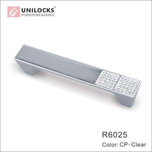 Wholesale!!! 100PCS/LOT C.C.. 128 MM Clear Crystal Handle With Zinc Alloy Chrome Metal Part