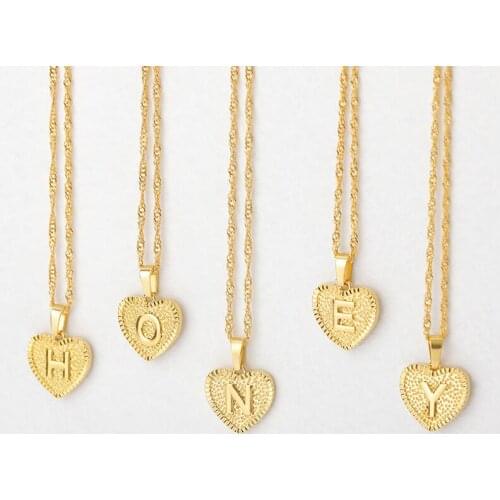 Cute Heart Initial Necklace For Women Wife Personalize Gift Gold Color Love Alphabet Pendant Necklace Lover Jewelry Accessories