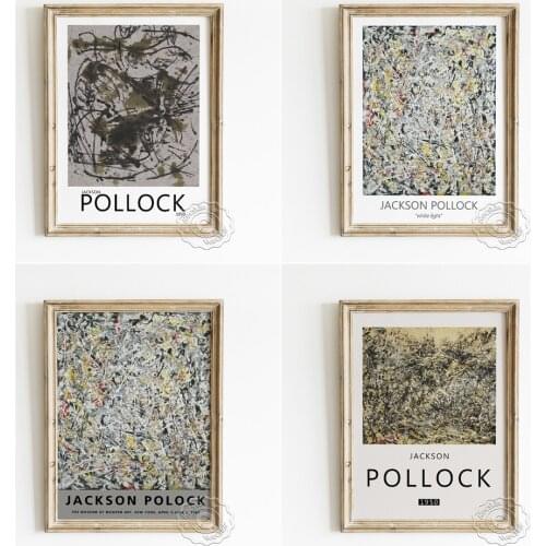 Jackson Pollock Abstract Expressionism Poster, White light Art Prints, Autumn Rhythm Splashed Canvas Painting, Retro Home Decor