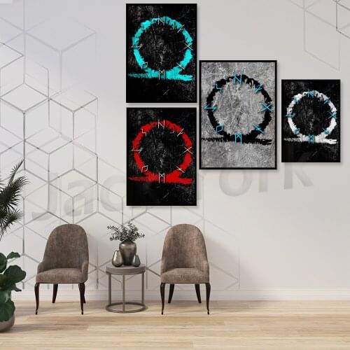 Poster Art Gaming Runes Gamer Poster and Prints Decor Wall Picture for Living Room Wall Art Canvas Print