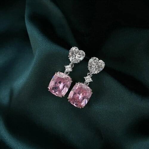 Huitan New Trendy Women Dangle Earrings Geometric Cubic Zirconia Wedding Engagement Accessories Elegant Earrings Female Jewelry