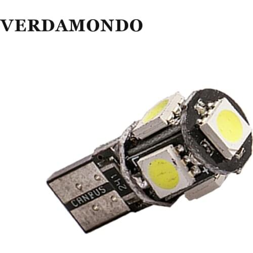 T10 W5W Canbus 5 Smd 5050 Led Car194 168 No Error Bulbs DC 12V Wedge Lamp Band Decoder Signal Turn Light White