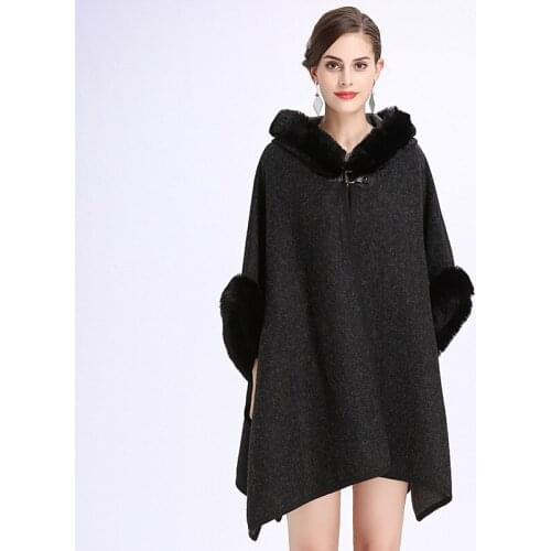 Hooded Knitted Cardigan Fur Coat Singal Botton Sleeveless Vest Loose High Street Style Jacket Winter Warm New Cloak Women