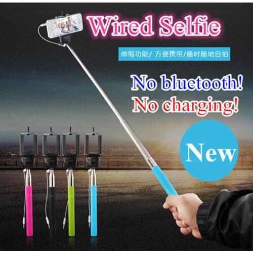 High Quality Extendable Wired Selfie Stick Handheld Monopod Built-in Shutter For Mobile Phone Iphone xiaomi