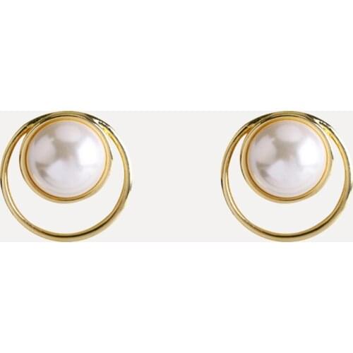 2020 Japan New Cute Round Stud Earrings For Women Planet Shape Fashion Temperament Simulated Pearl Brinco