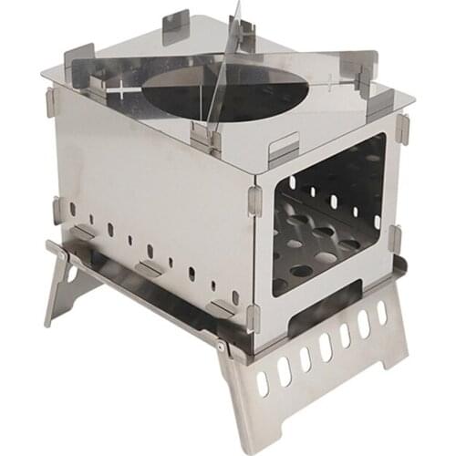 1 Set Folding Outdoor Camping Barbecue Wood Stove Lightweight Windproof Hiking Picnic Cooking Burner Barbecue Grill