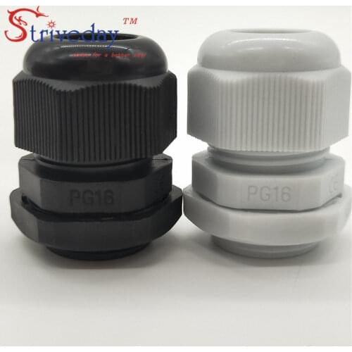 100pcs/lot White Black PG16 Nylon cable gland Wiring Accessories LED cable connector waterproof Gland