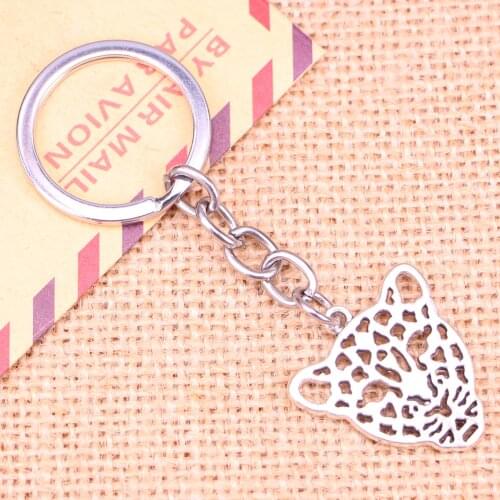 20pcs New Fashion Keychain 28*26 mm hollow leopard head Pendants DIY Men Jewelry Car Key Chain Ring Holder Souvenir For Gift