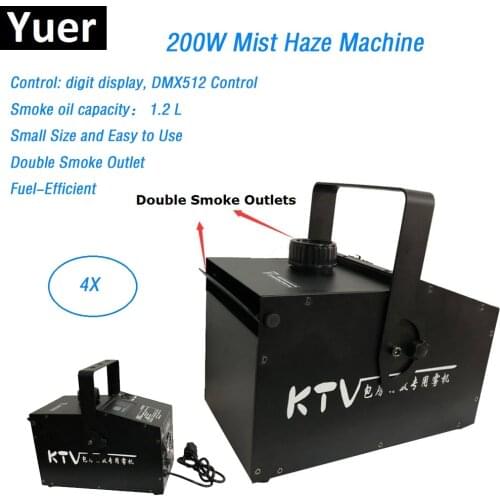 4Pcs/Lot Double Smoke Outlet 200W Mist Haze Machine DMX512 Control Stage Hazer Machine DMX Fogger Dj Stage Effect Equipments