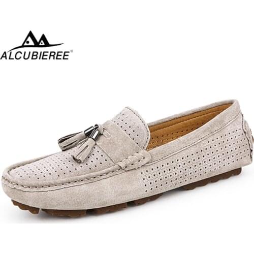 ALCUBIEREE Brand Mens Stylish Tassel Loafers Comfort Lightweight Driving Shoes Breathable Moccasins Boat Shoes Big Size 45
